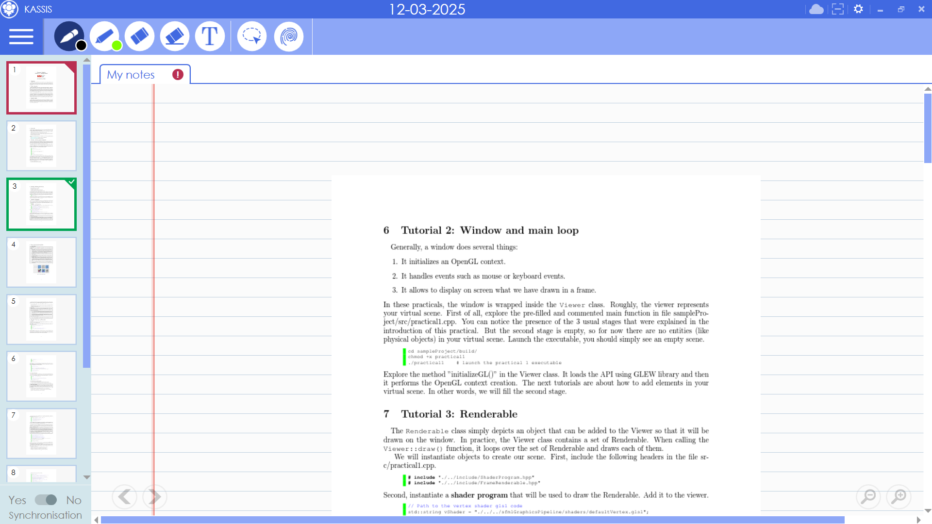 Application screenshot - Diapositives et annotations en direct