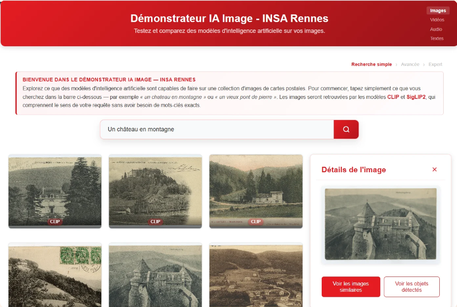 Page de recherche novice